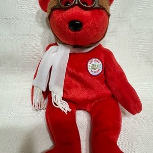 Ty Bearon bear pilot beanie 2003, 100 years of flight pre loved no tag